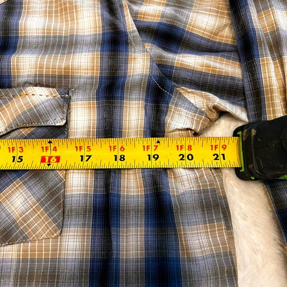 Wrangler Men’s Plaid Western Cowboy Pearl Snap Button Down Casual Shirt Size L - Picture 7 of 8